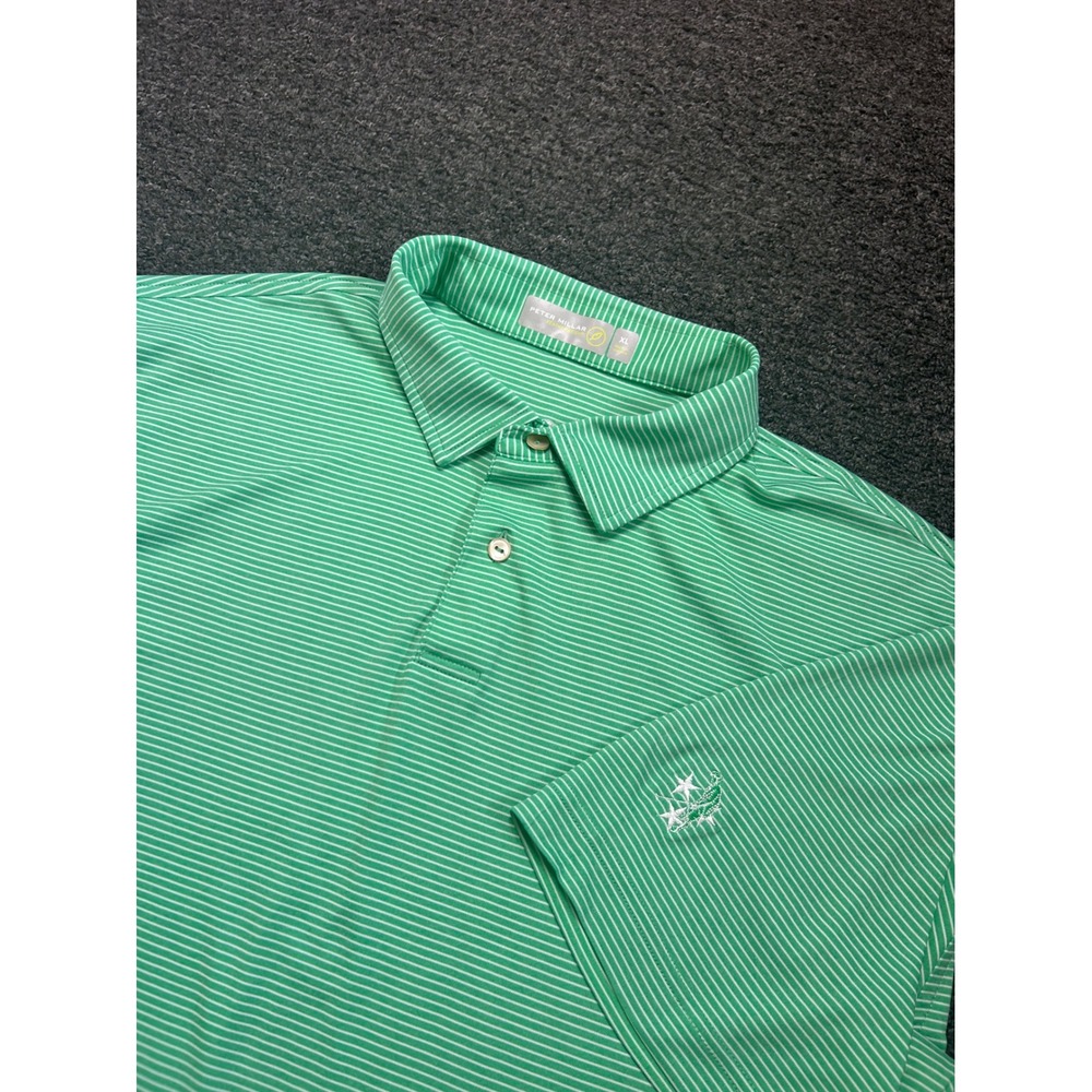 Peter Millar Featherweight Polo Shirt Green Striped Mens XL Golfing MS18EK44S